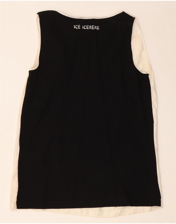 ICEBERG Camicetta grafica da donna Top UK 8 Small Off White Colourblock