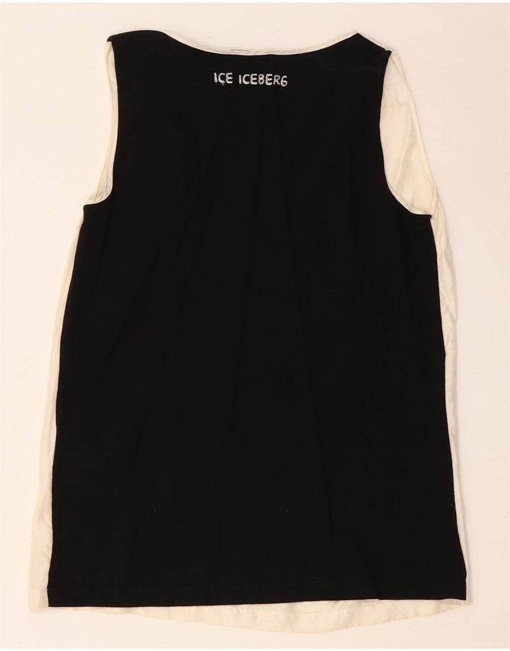 ICEBERG Camicetta grafica da donna Top UK 8 Small Off White Colourblock