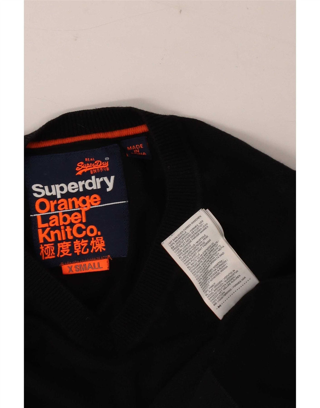 Maglione da uomo con scollo a V Superdry XS in cotone nero