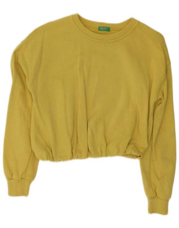 Felpa Crop Bambina Benetton 11-12 Anni 2XL Cotone Giallo
