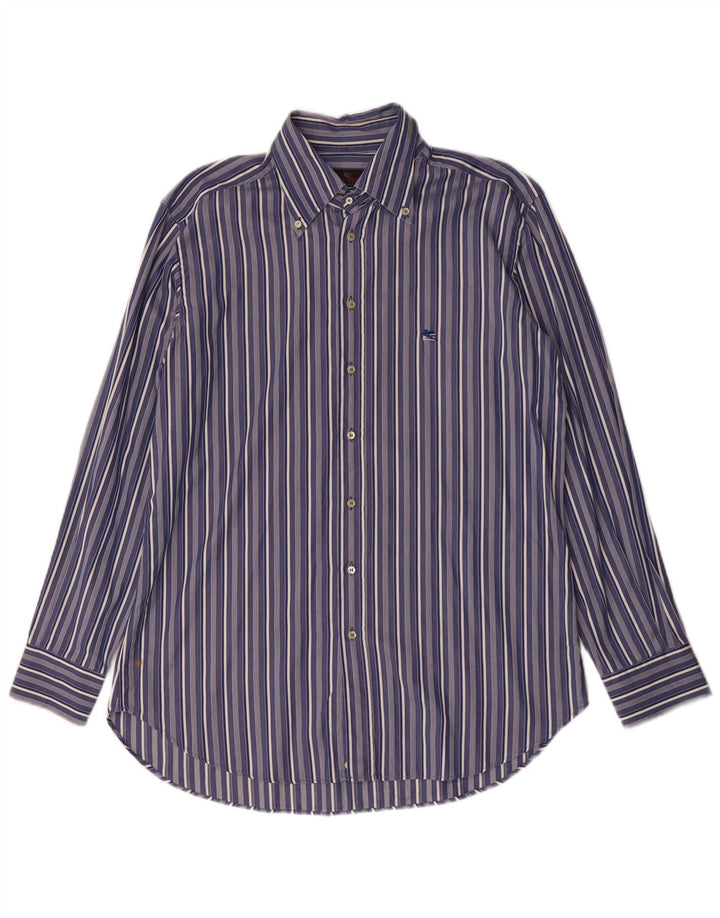 Camicia da uomo Etro taglia 42 in cotone a righe grandi blu