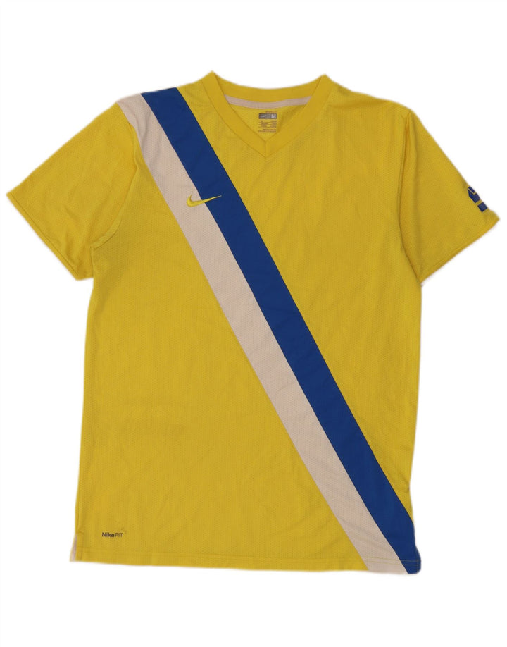 T-shirt grafica da uomo Nike Top UK 39/41 poliestere a blocchi di colore giallo medio