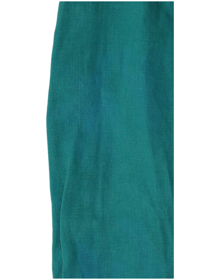 RALPH LAUREN Camicetta a maniche lunghe da donna Top UK 14 Lino turchese medio