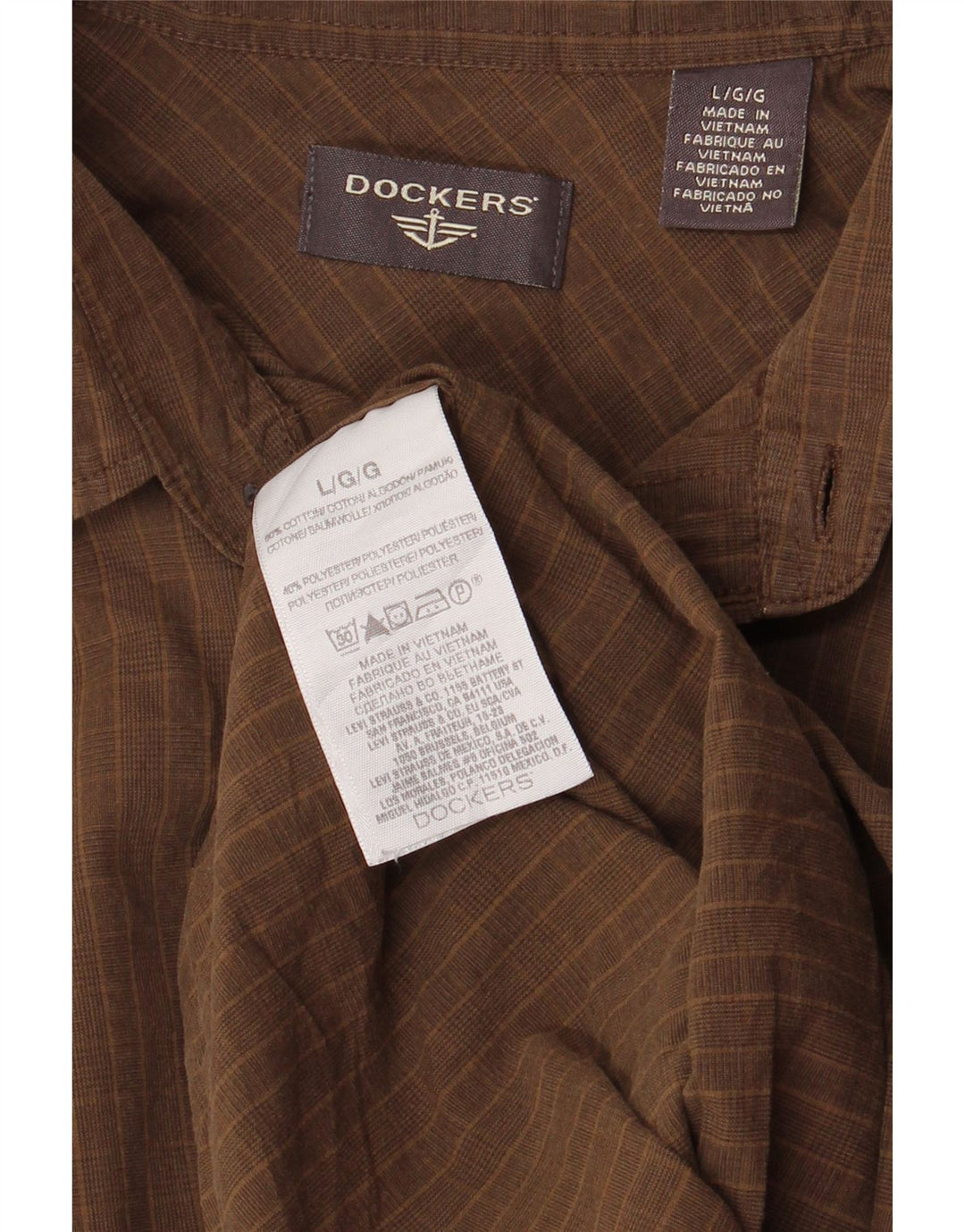 Camicia da uomo Dockers in cotone a quadri marroni grandi