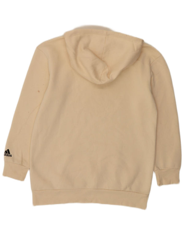 Felpa con cappuccio oversize grafica Adidas da donna UK 4/6 XS Cotone beige