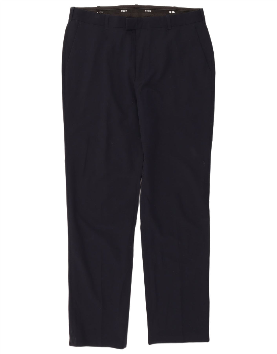 IZOD Mens Straight Suit Trousers W34 L32 Navy Blue Polyester