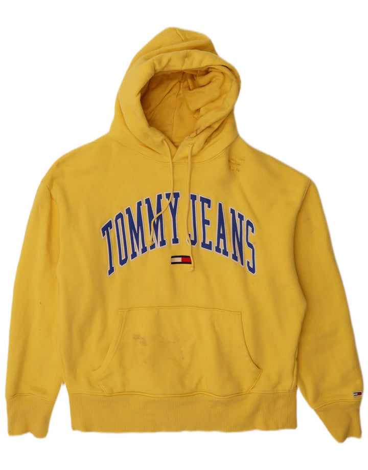 TOMMY HILFIGER Maglione con cappuccio grafico da uomo grande cotone giallo