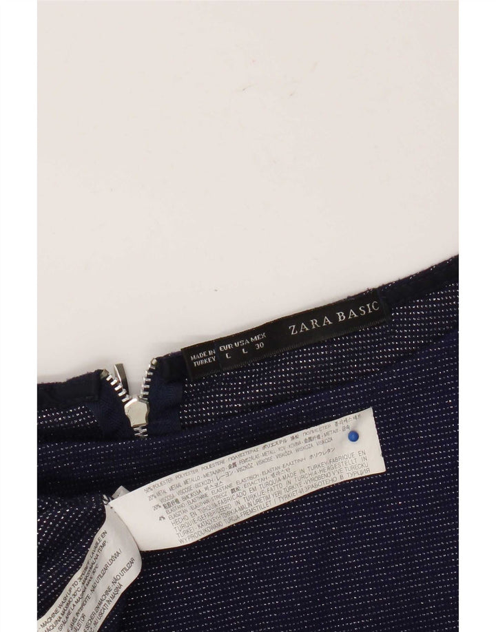Top Zara da donna con maniche a 3/4 UK 16 Large blu navy in poliestere
