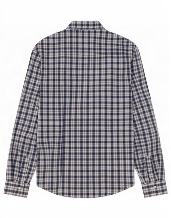 Naracamicie Mens Shirt Medium Navy Blue Check Cotton