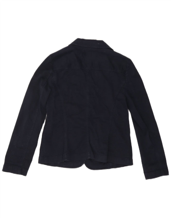 LAURA ASHLEY Giacca blazer da donna a 2 bottoni UK 12 Medio cotone blu navy
