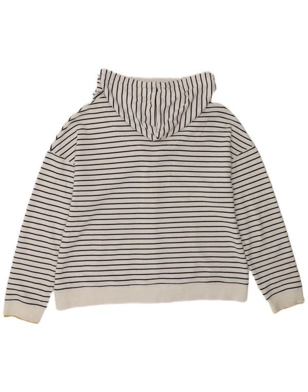 Joules Maglione con cappuccio e zip da donna UK 14 Cotone a righe grandi bianche