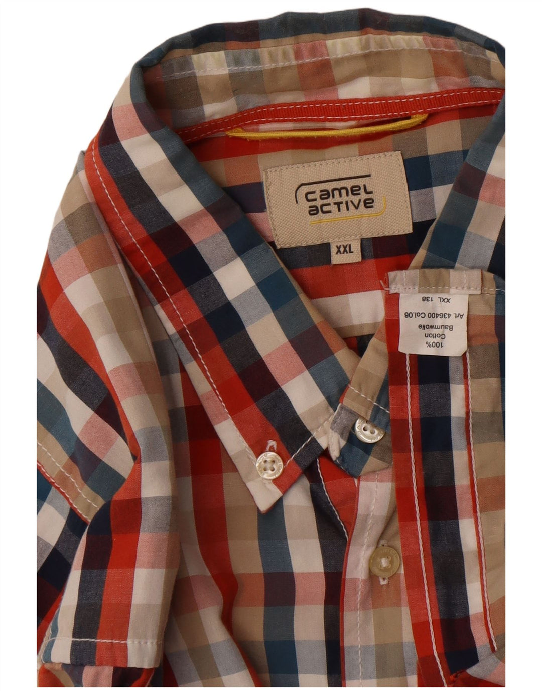 Camicia a quadri da uomo Camel Active 2XL in cotone a quadri multicolore