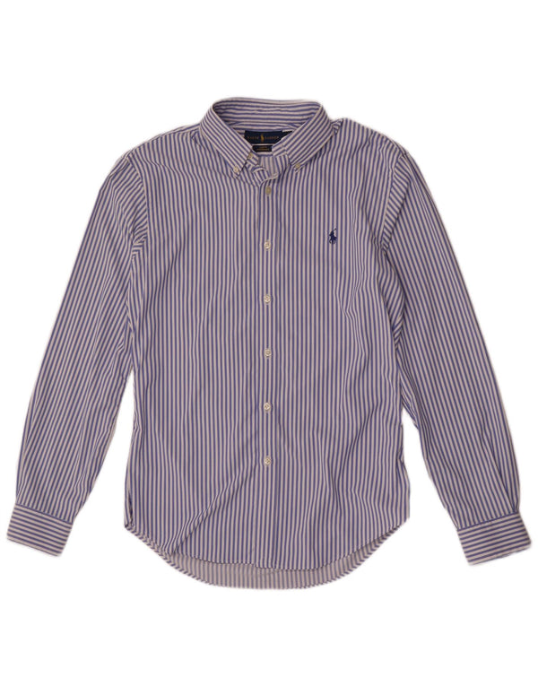 Camicia slim fit da uomo Ralph Lauren in nylon gessato blu medio