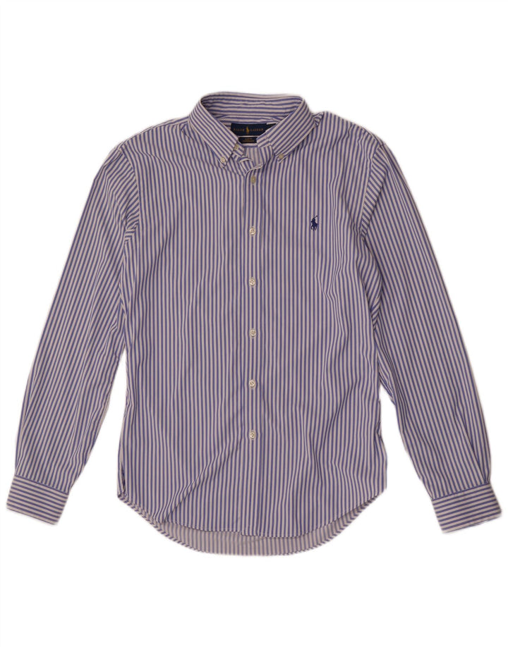 Camicia slim fit da uomo Ralph Lauren in nylon gessato blu medio