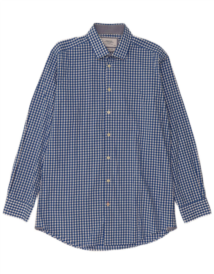 Camicia da uomo extra slim fit Charles Tyrwhitt taglia 41/16 grande percalle blu