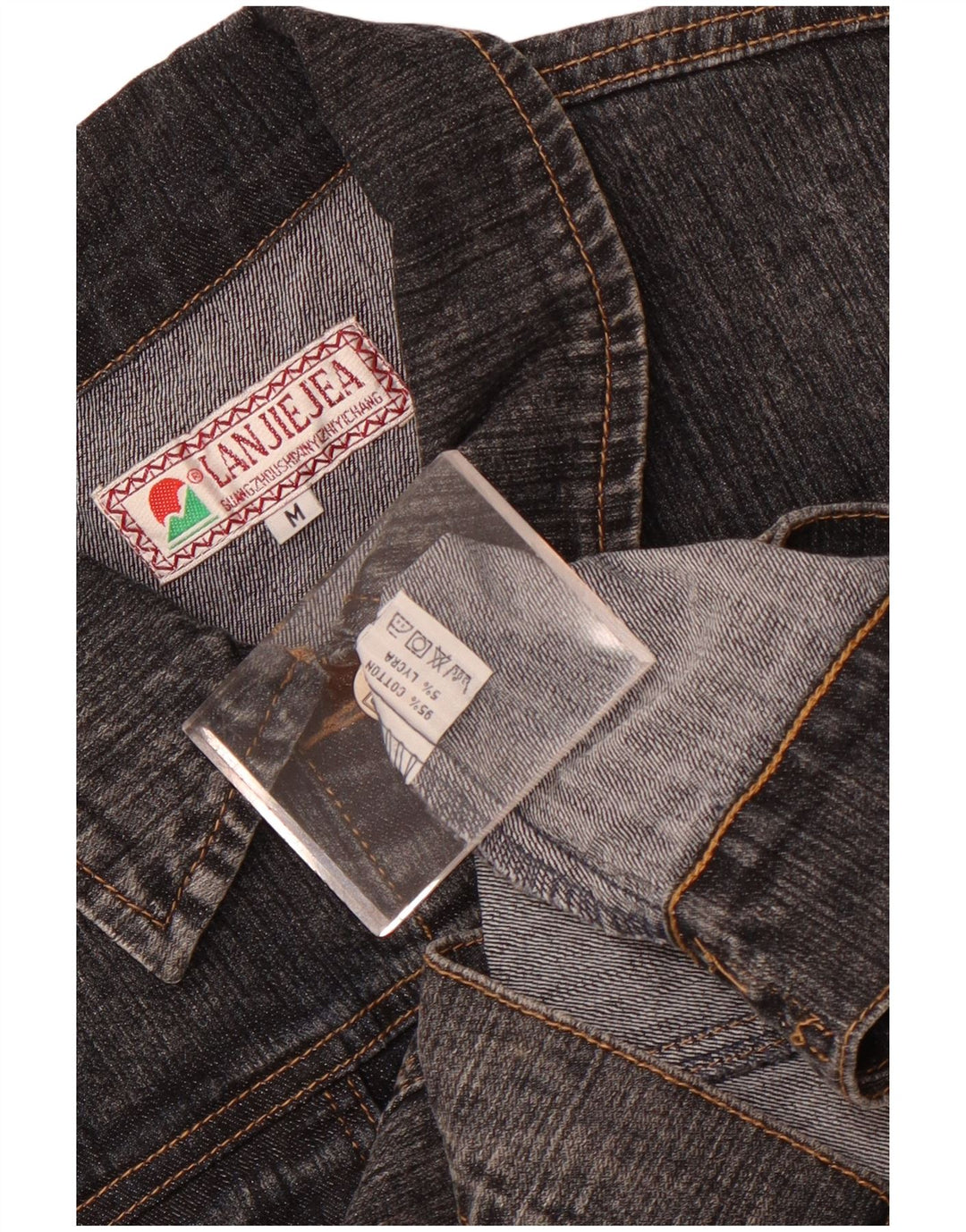 Giacca di jeans corta da donna vintage UK 12 Cotone grigio medio