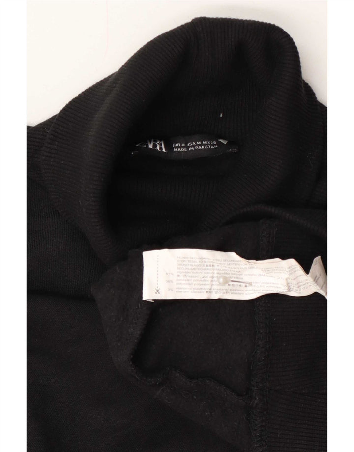 Maglione maglione collo alto da donna Zara UK 14 cotone nero medio