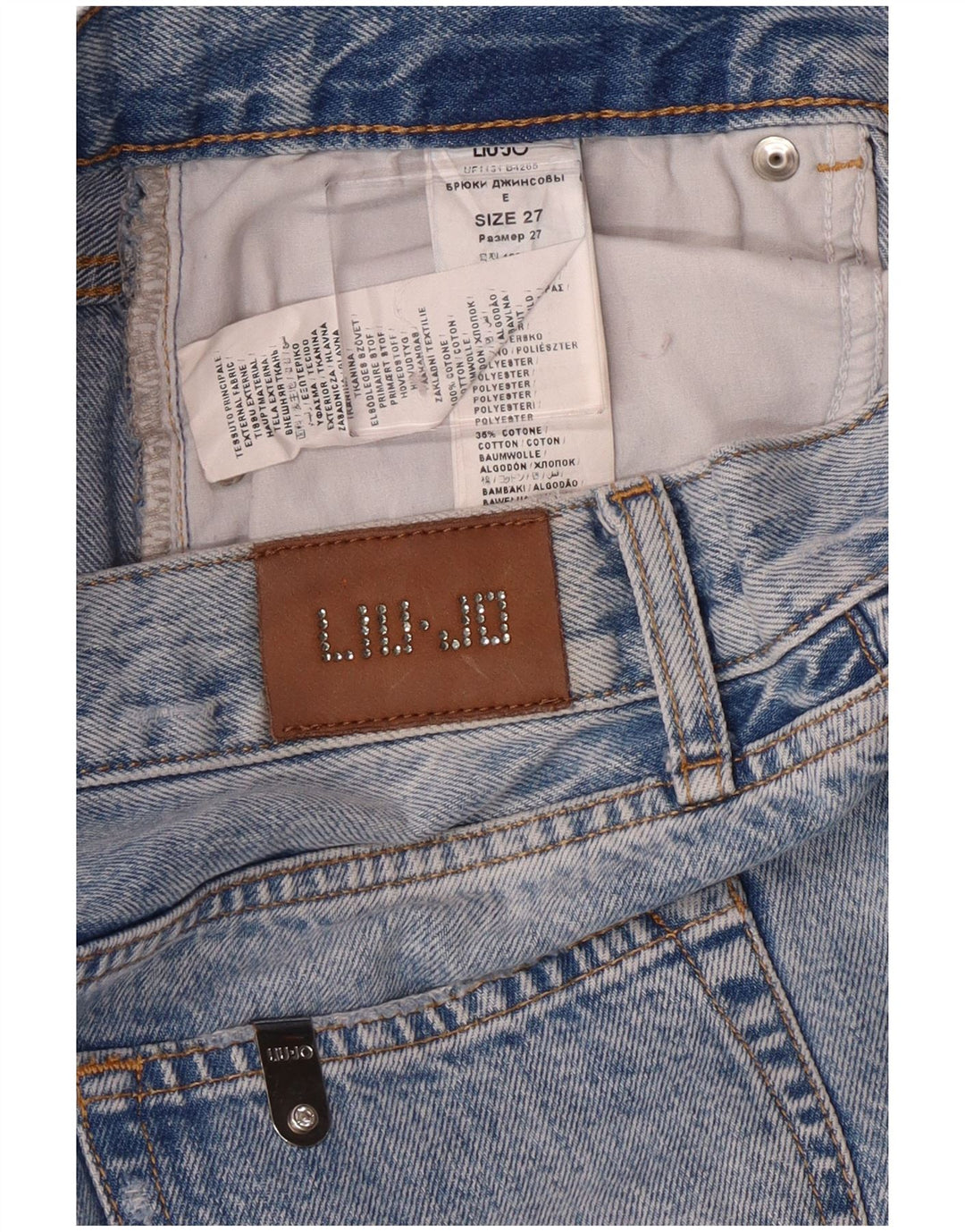 Jeans cropped effetto consumato da donna Liu Jo W27 L27 cotone blu