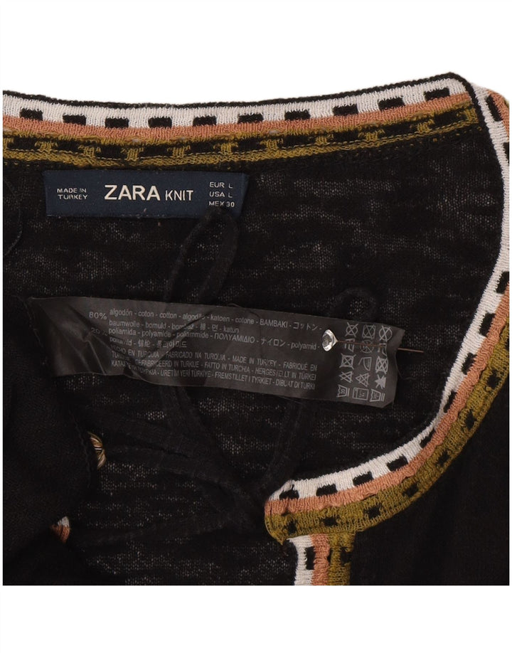Abito a trapezio da donna Zara UK 16 grande cotone nero