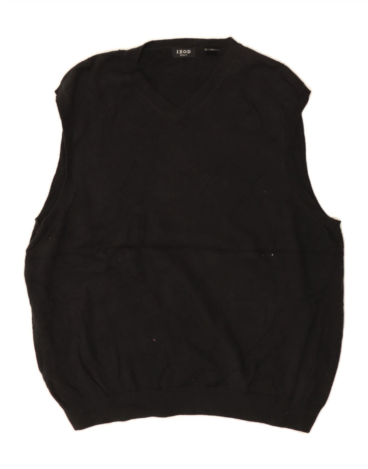 IZOD Mens Golf Vest Tank Top XL Black Argyle/Diamond Cotton Vintage Izod and Second-Hand Izod from Messina Hembry 