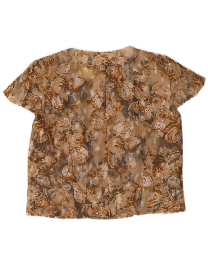 Top camicetta corta da donna VINTAGE IT 42 Beige medio floreale
