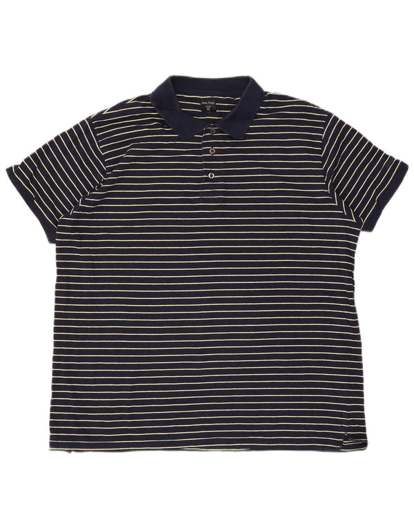 Polo da uomo James Pringle grande in cotone a righe blu navy