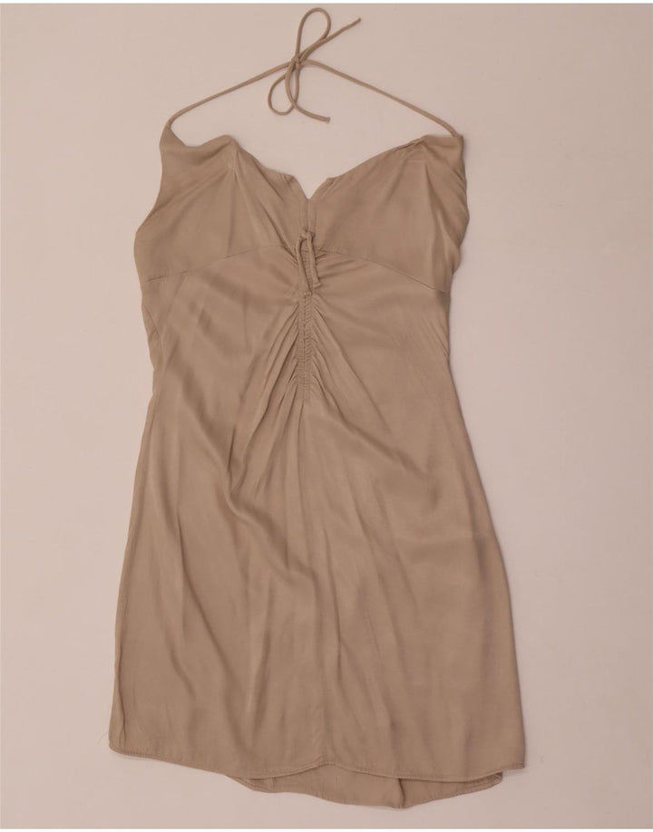 Abito all'americana da donna Zara UK 12 Viscosa beige medio