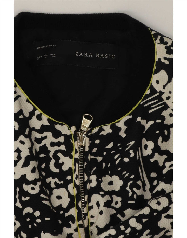 Giubbotto bomber con zip intera da donna Zara UK 14 cotone floreale nero medio
