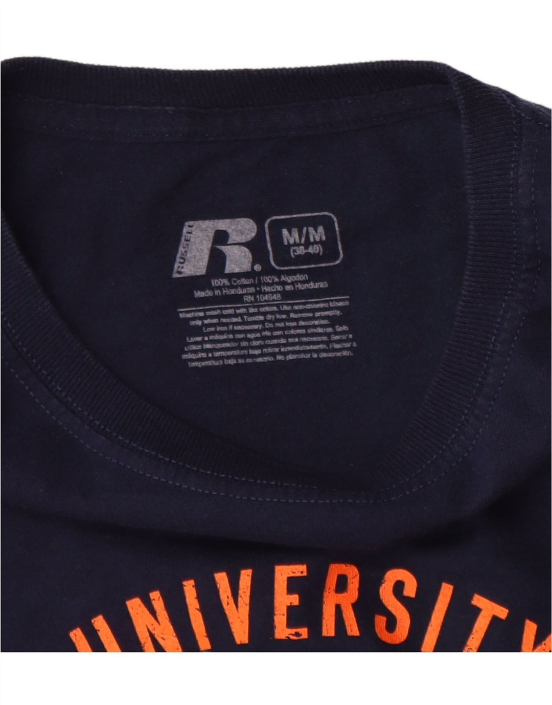 RUSSELL ATHLETIC Top grafico da uomo a maniche lunghe UK 38/40 Medio Blu navy