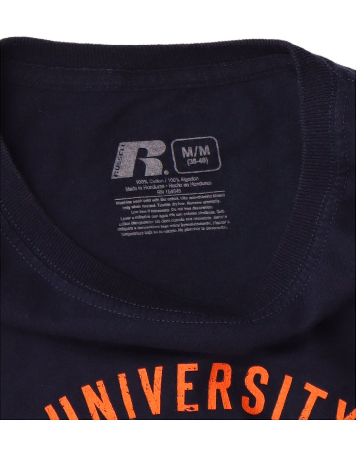 RUSSELL ATHLETIC Top grafico da uomo a maniche lunghe UK 38/40 Medio Blu navy