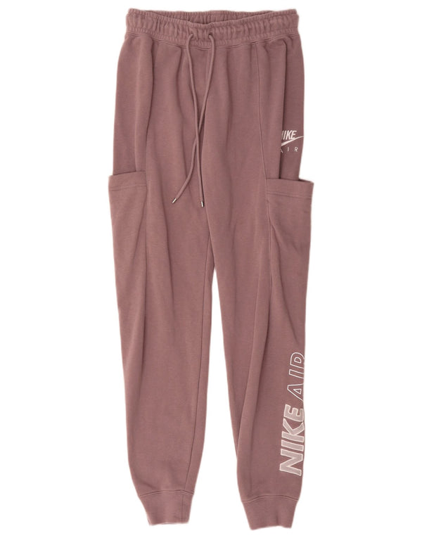 Pantaloni da tuta con grafica Nike da donna, pantaloni da jogging, UK 4 XS, cotone viola