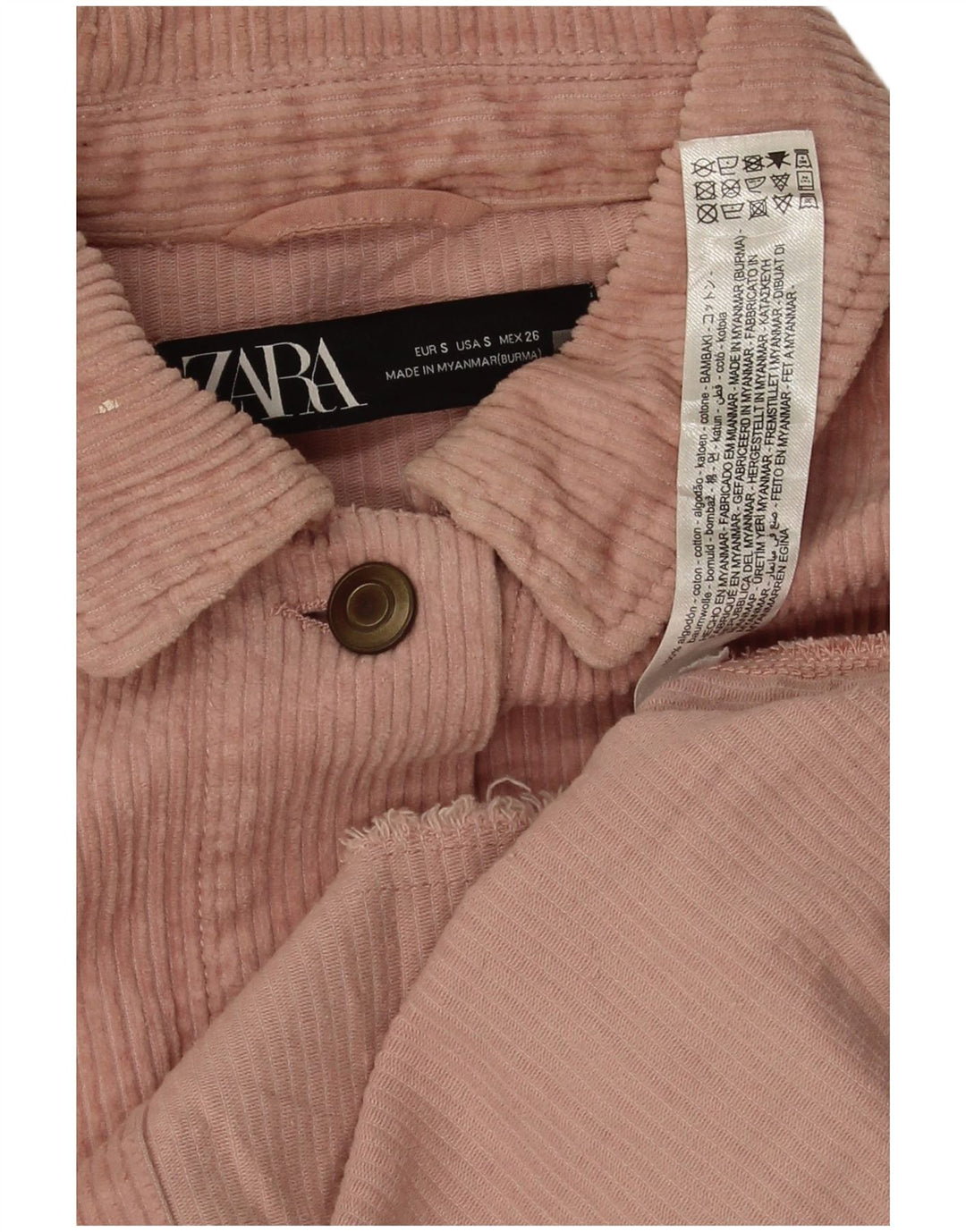 Camicia in velluto a coste oversize da donna Zara UK 10 Small Rosa