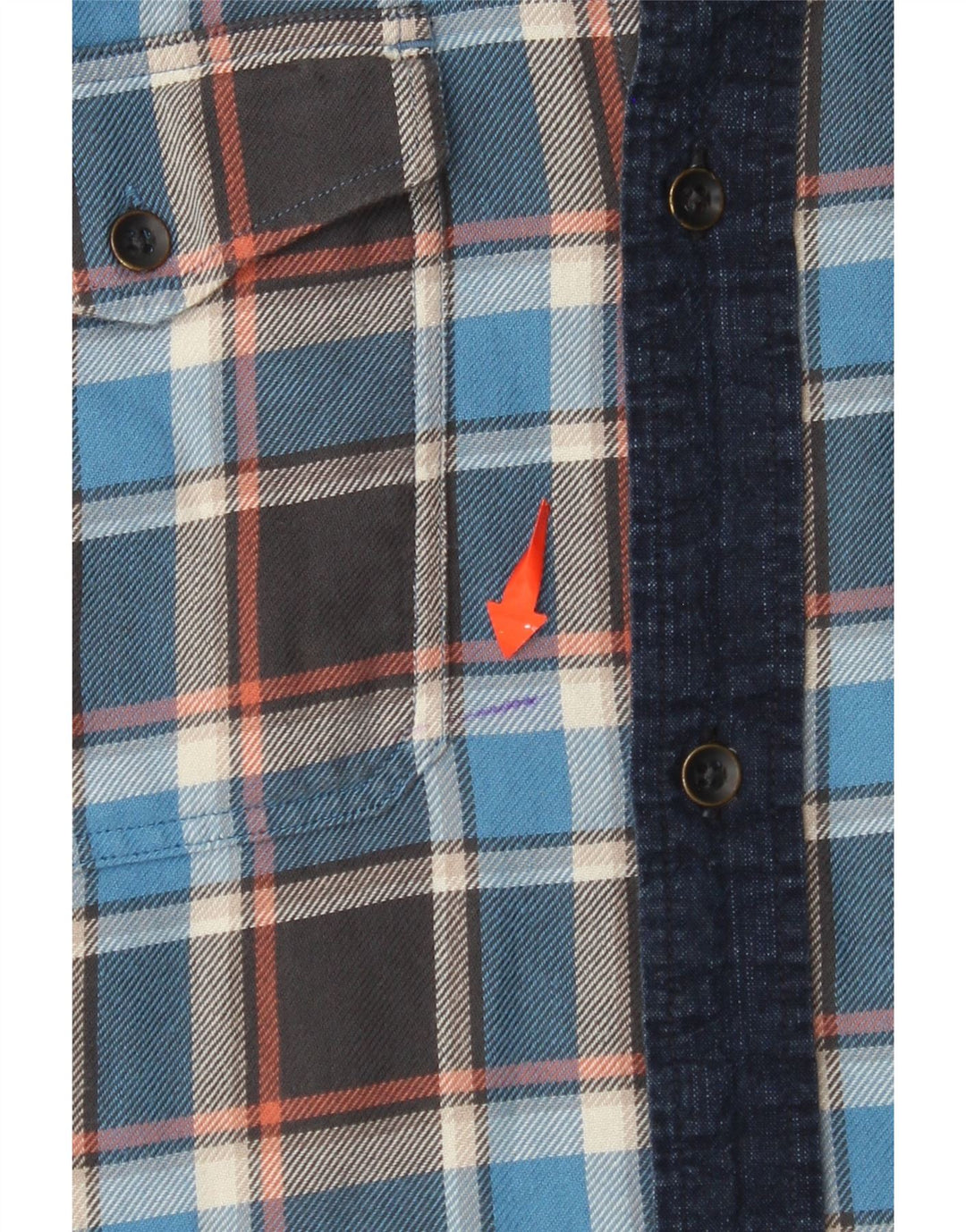Camicia da uomo in flanella slim fit ALL SAINTS, cotone a quadri blu grandi