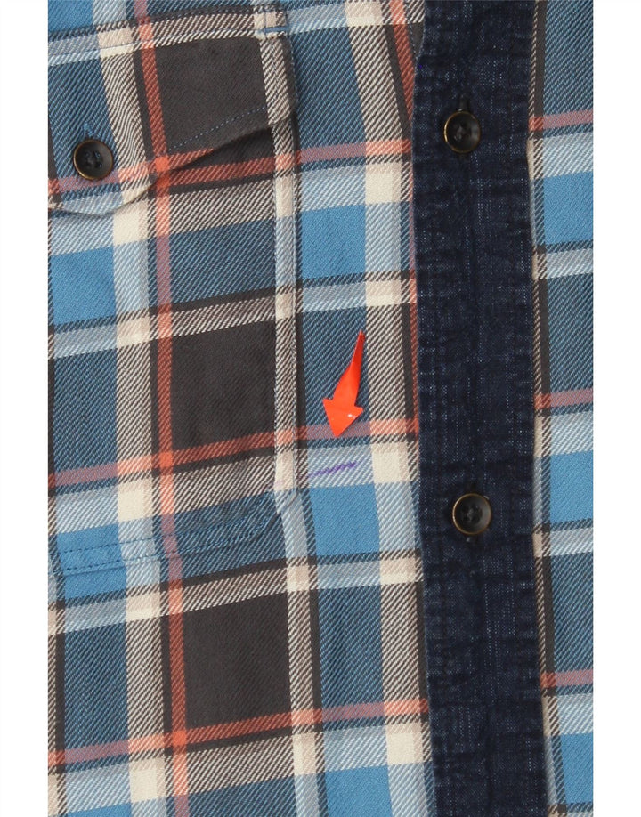 Camicia da uomo in flanella slim fit ALL SAINTS, cotone a quadri blu grandi