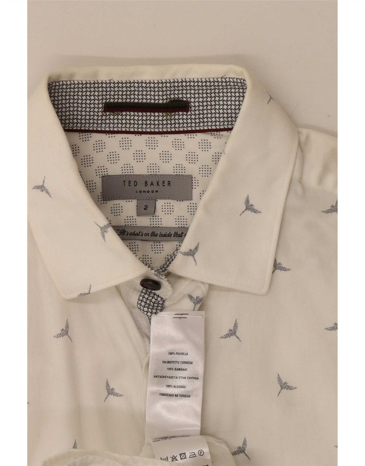 Ted Baker Camicia da uomo con motivo astratto taglia 2 piccola in cotone bianco