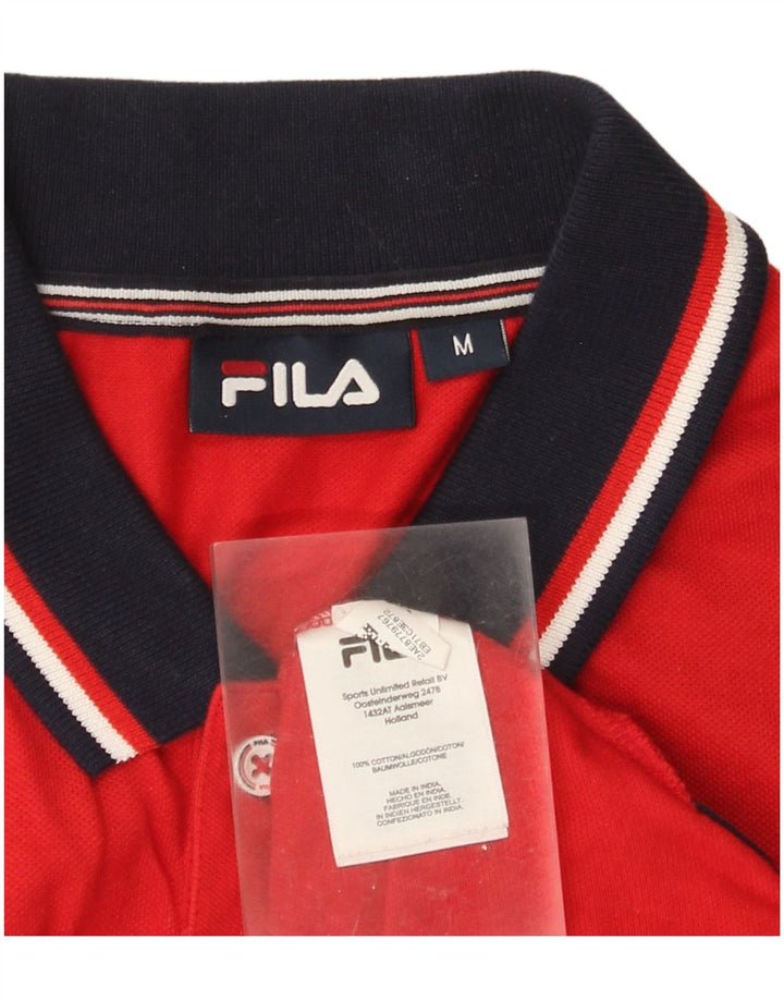 Polo da uomo Fila in cotone color block rosso medio