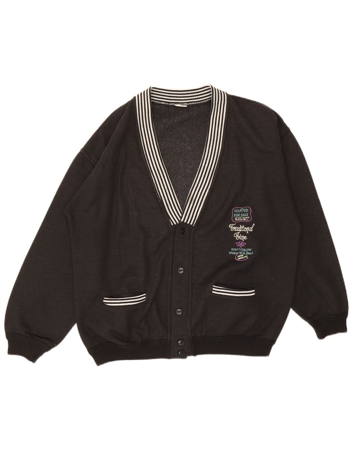 Maglione cardigan grafico da uomo vintage nero medio