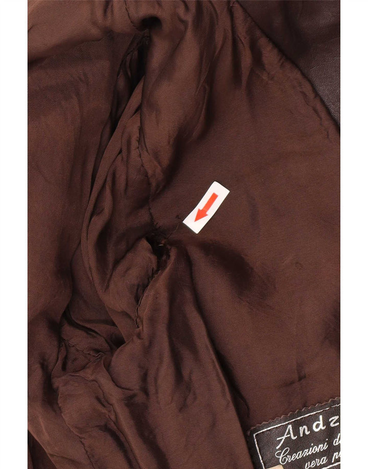 Giacca bomber da uomo vintage in pelle IT 48 in pelle marrone medio