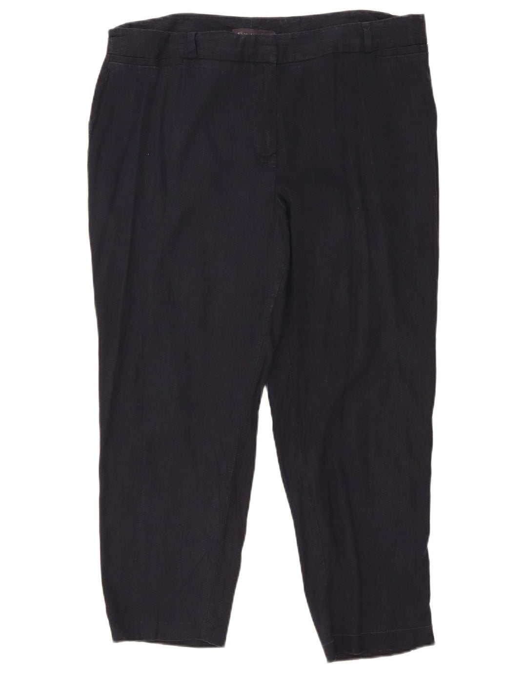 Pantaloni cropped da donna Marks & Spencer W36 L25 Lino blu navy