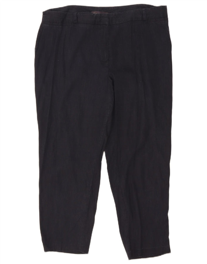 Pantaloni cropped da donna Marks & Spencer W36 L25 Lino blu navy