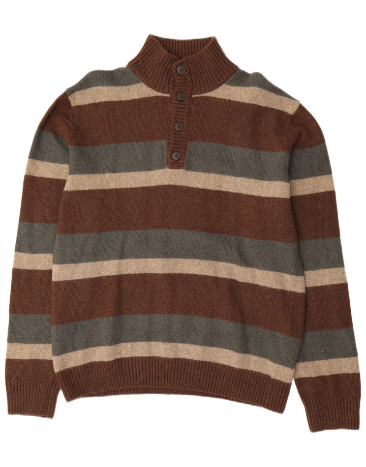 Maglione da uomo Marlboro Classics con bottoni e collo XL in lana d'agnello marrone