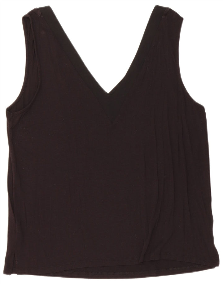 WAREHOUSE Canotta corta da donna UK 14 Viscosa nera media