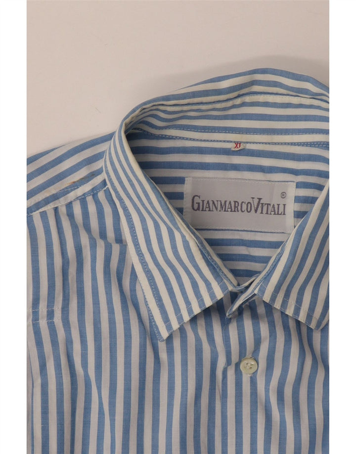 Camicia vintage da uomo a maniche corte XL a righe blu