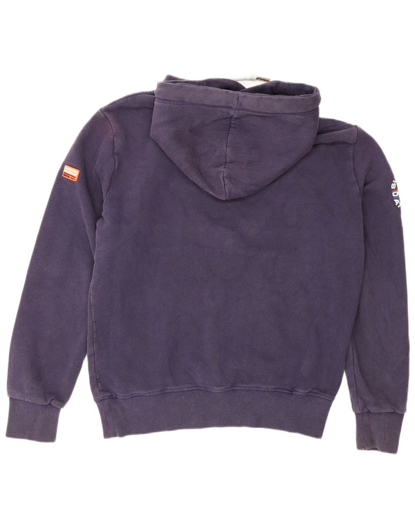 Felpa con cappuccio grafica da uomo Superdry, grande, in cotone color block blu navy