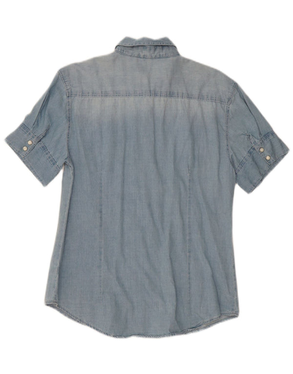 Charro Womens Short Sleeve Denim Shirt UK 18 XL Blue Cotton