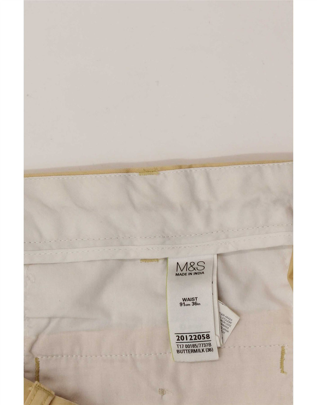 Pantaloncini chino da uomo Marks & Spencer W36 grandi in cotone giallo