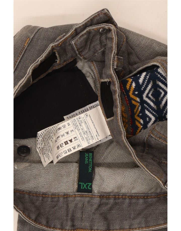 Jeans dritti effetto consumato BENETTON per ragazze 11-12 anni 2XL W28 L28 Grigio