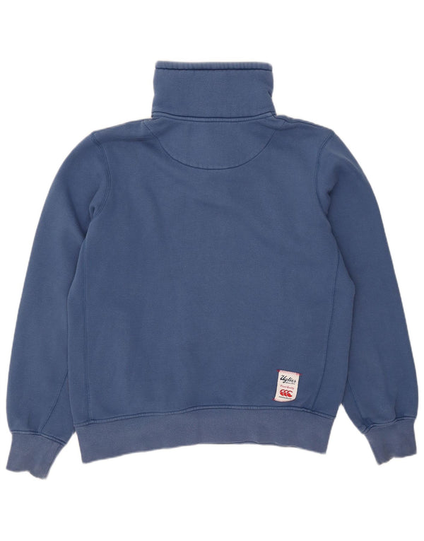 Felpa da uomo con collo abbottonato Canterbury, cotone blu medio