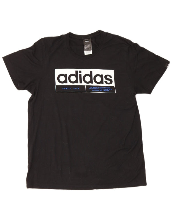 T-shirt grafica da uomo Adidas Top in cotone nero medio