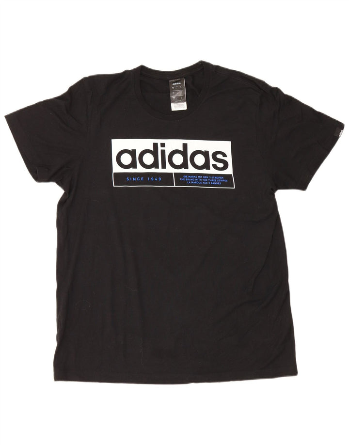 T-shirt grafica da uomo Adidas Top in cotone nero medio
